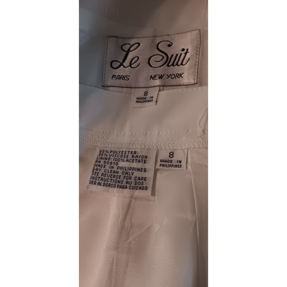Vintage Le Suit Off White Skirt Suit Size 8 Grid Pattern Double Breasted KS0304 - Picture 3 of 6